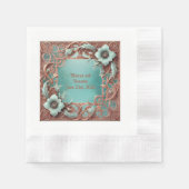 Elegante koper en turquois munt cocktail servet (Voorkant)