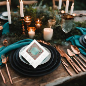 Elegante koper en turquois munt cocktail servet