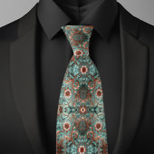 Elegante koper en turquoise formele bloemen stropdas