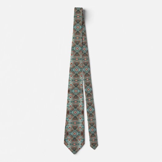 Elegante koper en turquoise formele bloemen stropdas (Voorkant)