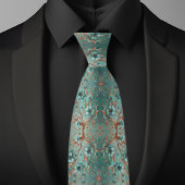 Elegante koper en turquoise minimale bloem stropdas