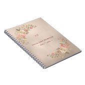 Elegante koper gouden folie monogrammed bloem notitieboek (Rechterzijde)