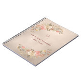 Elegante koper gouden folie monogrammed bloem notitieboek (Linkerzijde)