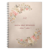 Elegante koper gouden folie monogrammed bloem notitieboek (Voorkant)