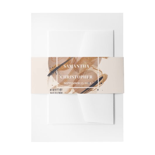 Elegante koper roestige kleuren zwarte borstels br uitnodigingen wikkel (Voorkant Voorbeeld)