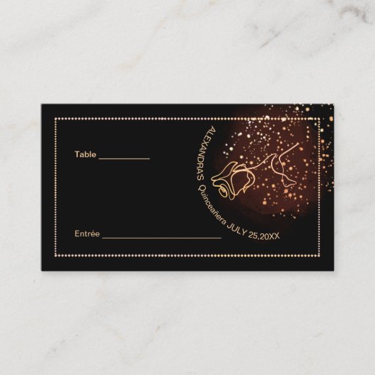 Elegante  Koper Roos Quinceañera Place Card Plaatskaartje (Voorkant)