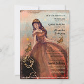 Elegante Koper Roos Quinceañera Uitnodiging (Voorkant)