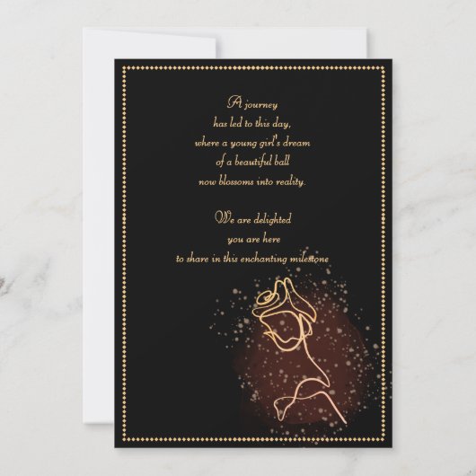 Elegante Koper Roos Quinceañera Uitnodiging (Achterkant)