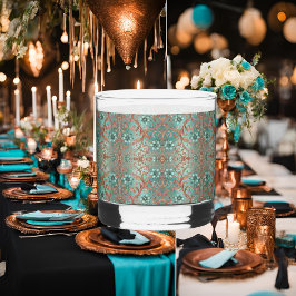 Elegante koper turquois bloemen en wijnstokken whisky glas