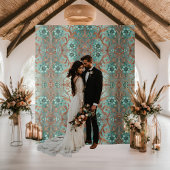 Elegante koper turquoise bloem formeel wandkleed