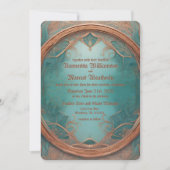 Elegante koper turquoise bruiloft uitnodiging (Voorkant)