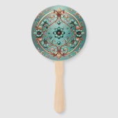 Elegante koper turquoise tuin bruiloft fans handwaaier (Achterkant)
