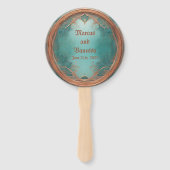 Elegante koper turquoise tuin bruiloft fans handwaaier (Voorkant)