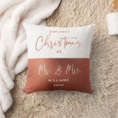 Elegante Koper & Wit 1e Kerst Mr. Mrs. Foto Kussen (Deken)