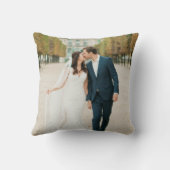 Elegante Koper & Wit 1e Kerst Mr. Mrs. Foto Kussen (Achterkant)