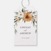 Elegante koperen & aardse botanische bruiloft cadeaulabel (Voorkant)