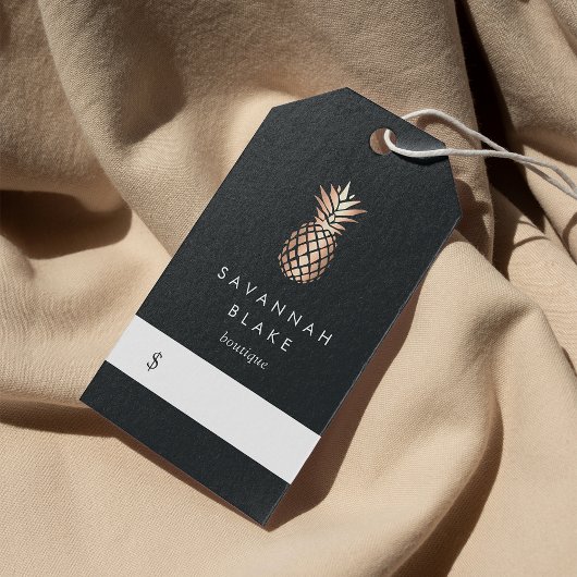 Elegante koperen ananas prijskaartjes cadeaulabel