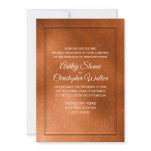 Elegante koperen en crèmekleurige trouwuitnodiging
