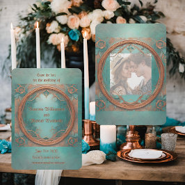 Elegante Koperen en Turquoise Save The Date