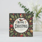 Elegante koperen gestileerde Robin Merry Christmas Feestdagenkaart (Staand voorkant)