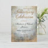 Elegante koperen jubileumfeest uitnodiging geschil (Staand voorkant)