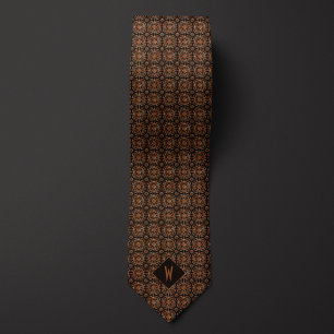 Elegante Koperen Mandala Monogram Stropdas
