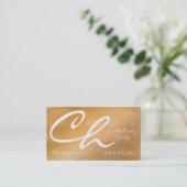 Elegante Koperen Metaal Witte Luxe met QR-code Visitekaartje (Staand voorkant)