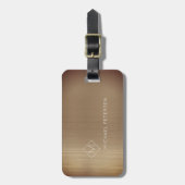 Elegante koperen naam met monogram modern bagagelabel (Voorkant verticaal)