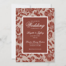 Elegante koperen roest damast trouwkaart