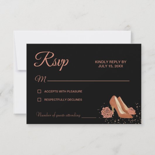 Elegante  koperen Roos Quinceañera RSVP-kaart RSVP Kaartje (Voorkant)