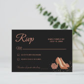 Elegante  koperen Roos Quinceañera RSVP-kaart RSVP Kaartje (Staand voorkant)