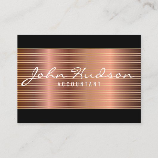 Elegante Koperen Script Modern Ontwerp 3.5x2.5 Visitekaartje (Voorkant)