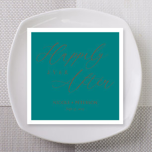 Elegante Koperen Script Turquoise Huwelijk Servet