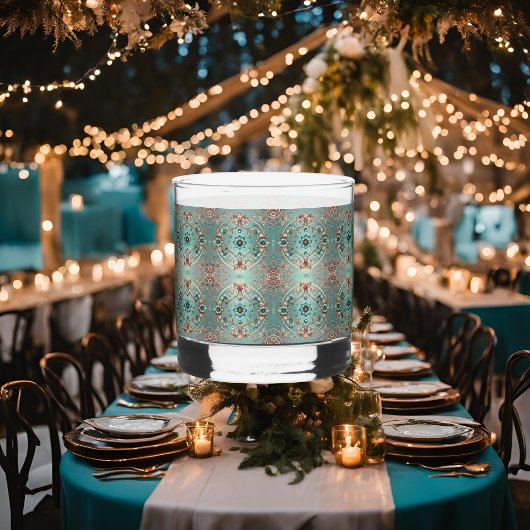 Elegante koperturquois bloemencirkels whisky glas