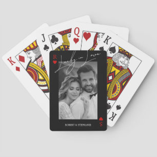 Elegante koppel foto zwart jubileum pokerkaarten