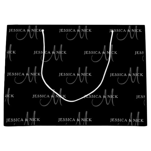 Elegante koppel namen & monogram groot cadeauzakje (Voorkant)