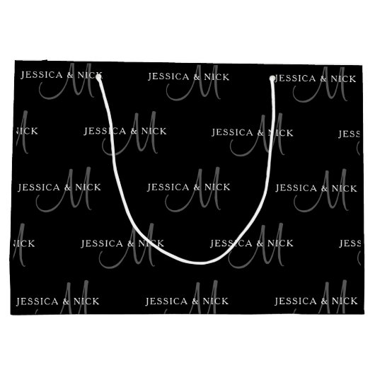 Elegante koppel namen & monogram groot cadeauzakje (Achterkant)