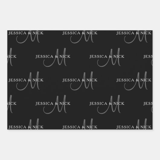 Elegante koppel namen & monogram inpakpapier vel (Voorkant 3)