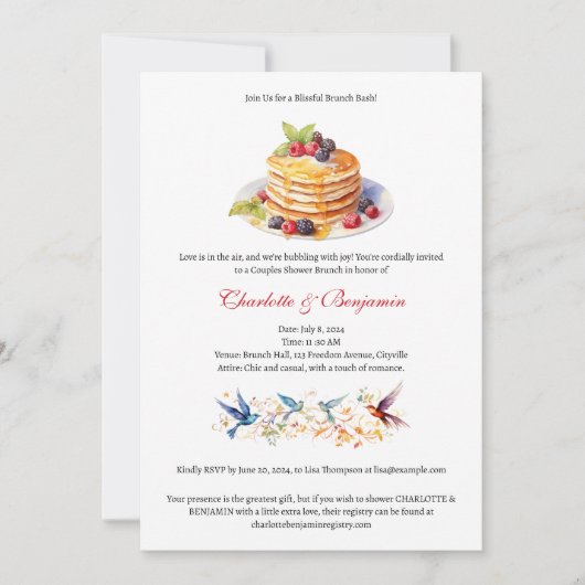 Elegante koppel shower brunch kaart (Voorkant)