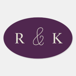 Elegante koppelmonogrammen ovale sticker