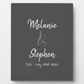 Elegante Koppelnamen Datum Script Typografie Grijs Fotoplaat (Voorkant)