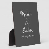 Elegante Koppelnamen Datum Script Typografie Grijs Fotoplaat (Zijkant)