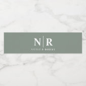 Elegante Koppels Bruiloft Monogram Gepersonaliseer Waterfles Etiket (Enkel label)