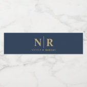 Elegante Koppels Bruiloft Monogram Gepersonaliseer Waterfles Etiket (Enkel label)