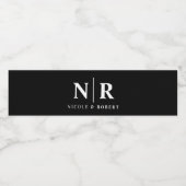 Elegante Koppels Bruiloft Monogram Gepersonaliseer Waterfles Etiket (Enkel label)