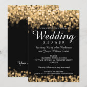 Elegante Koppels Douche Gouden Lichten Kaart (Voorkant / Achterkant)