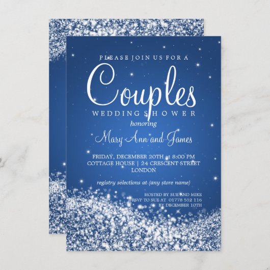 Elegante Koppels Douche Sparkling Wave Blauw Kaart (Voorkant / Achterkant)