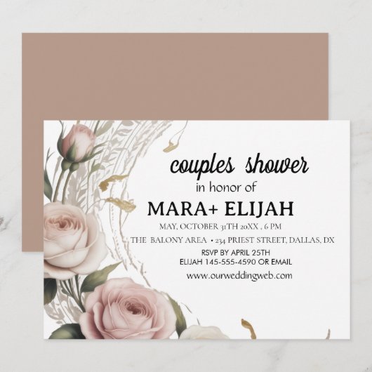 Elegante koppels douchen kaart (Voorkant / Achterkant)