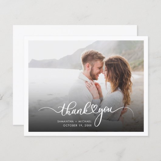 Elegante koppels foto bruiloft dank je kaart (Voorkant / Achterkant)