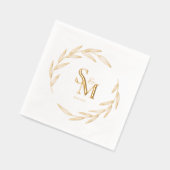 Elegante koppels Monogram Initialen Datum Goud Folie Servetten (Links)